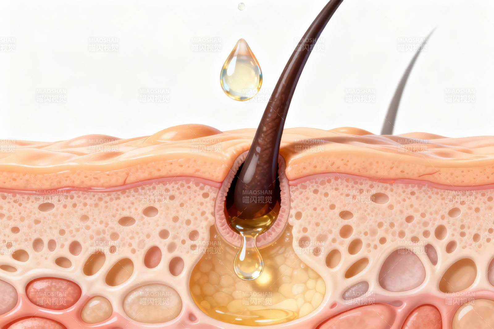 皮肤毛囊皮脂腺分泌示意图图片