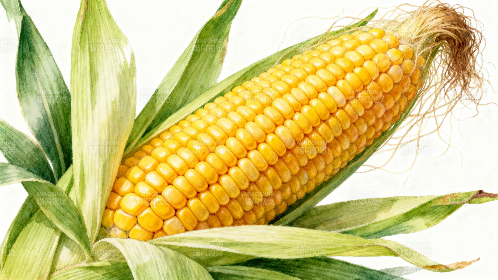 新鲜玉米棒特写图片
