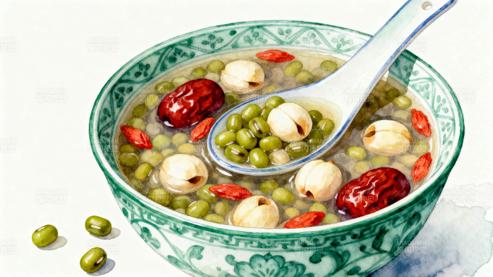 绿豆汤红枣枸杞莲子甜汤图片