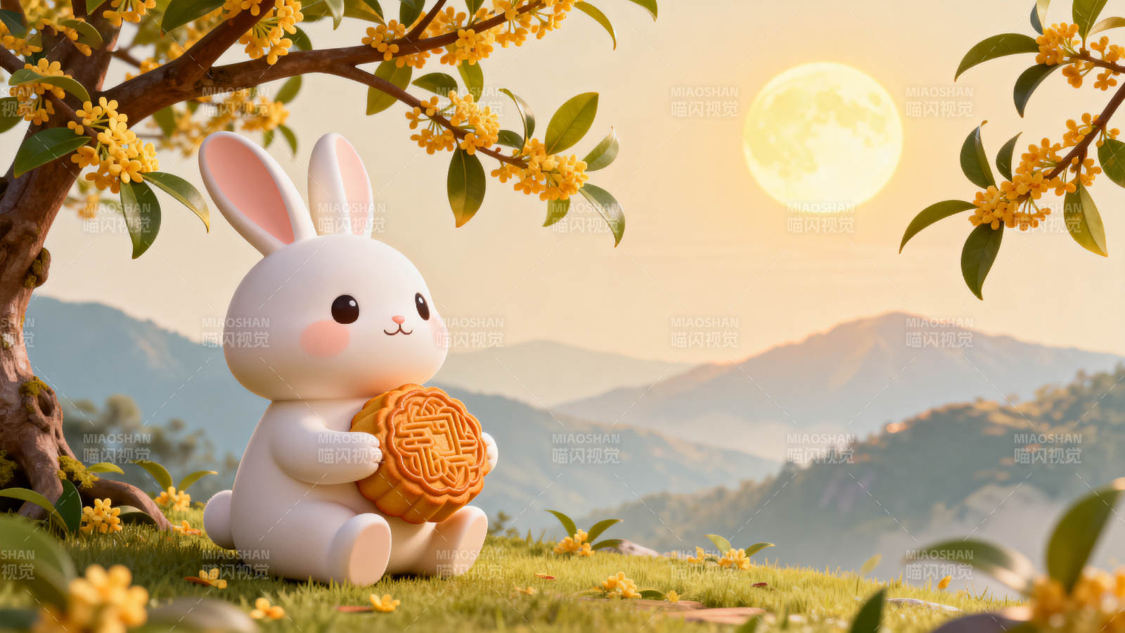 中秋玉兔桂花月饼图片