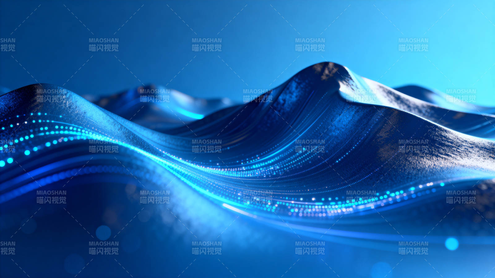 蓝色波浪数字科技流光图片