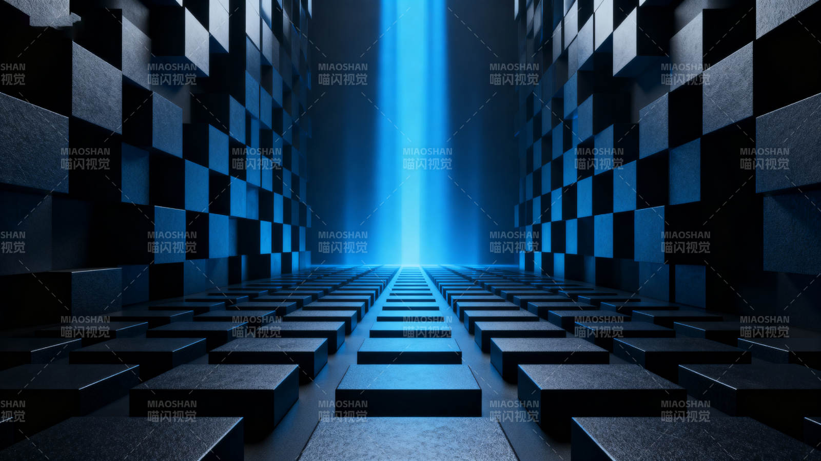 科技感方块通道蓝色光束图片