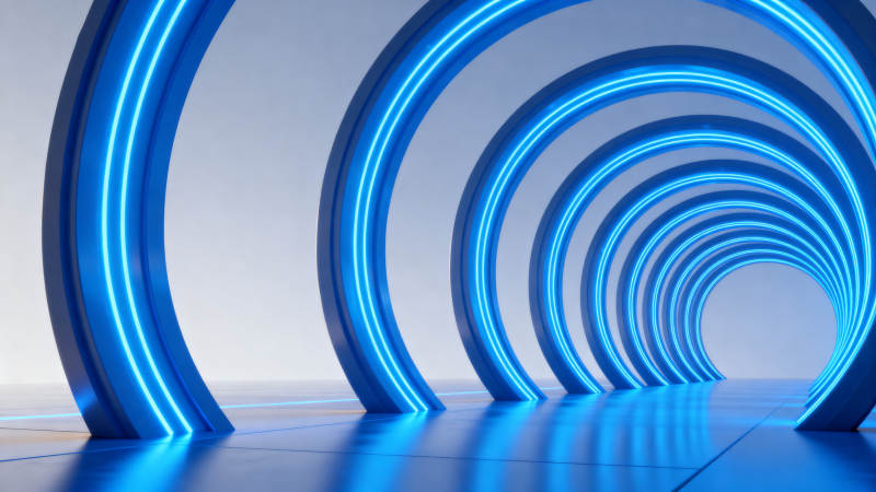 蓝色光效隧道科技感场景图片