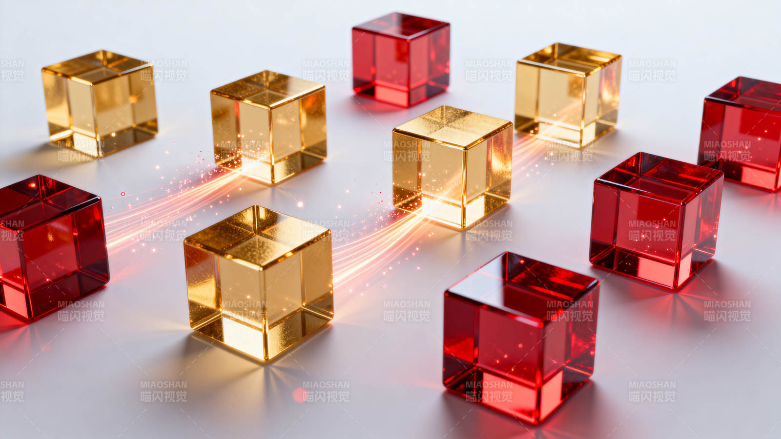 金色与红色立方体排列图片