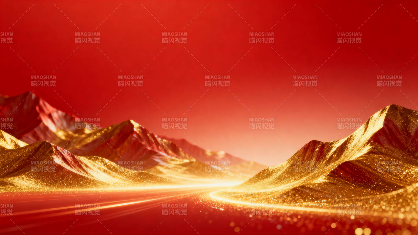 金色山脉红色背景图片