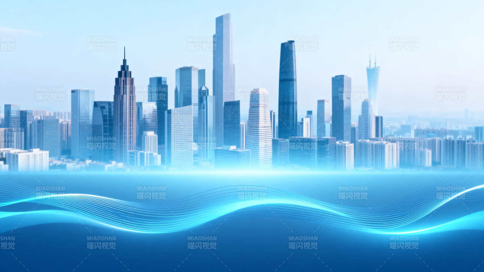 城市天际线科技感背景图片