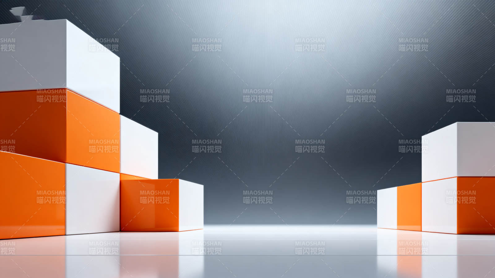 橙白立方体抽象背景图片