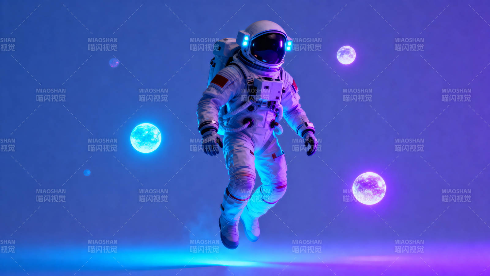 宇航员漂浮在太空中的科幻场景图片