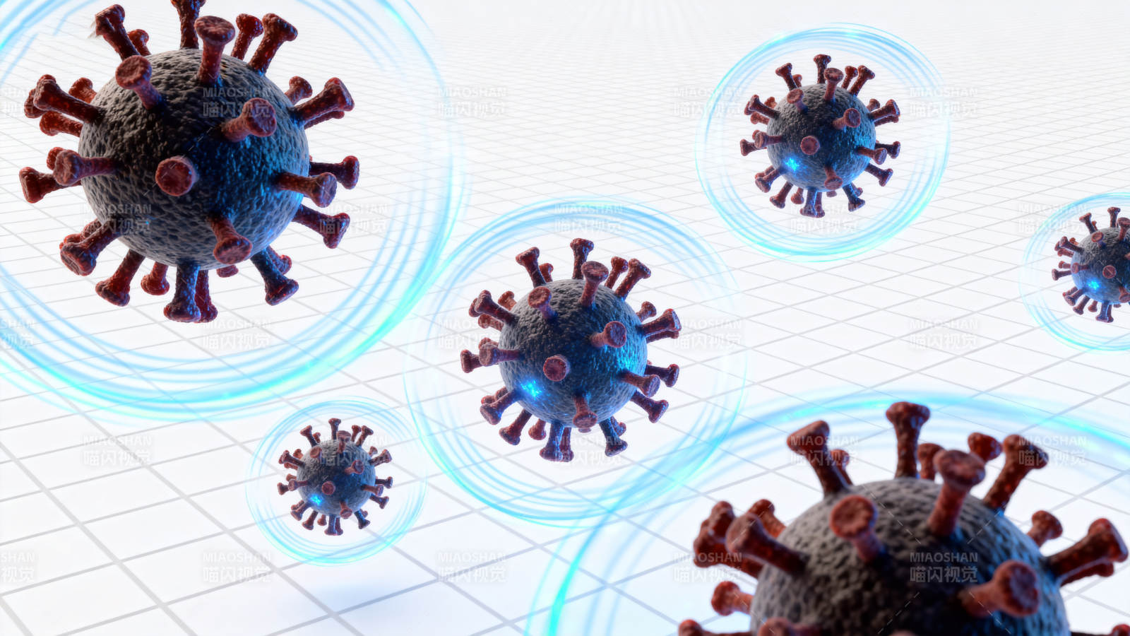 病毒微观结构科技感展示图片