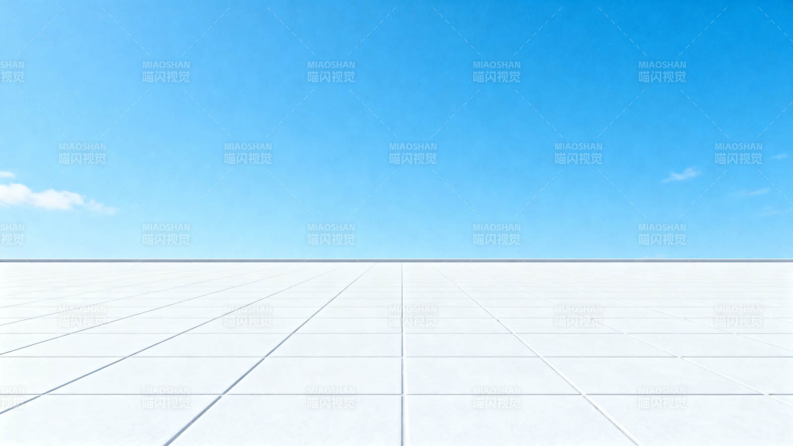 蓝天白云瓷砖地面图片