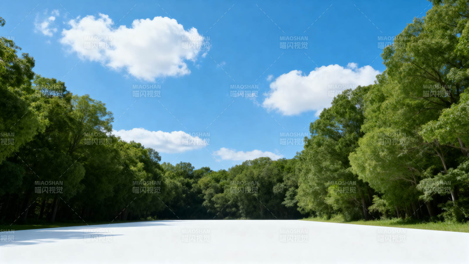 蓝天白云树林空地图片