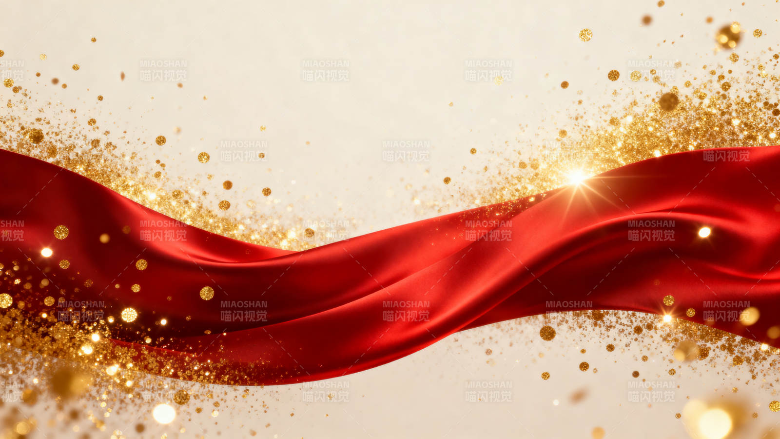红色绸缎金色光斑背景图片