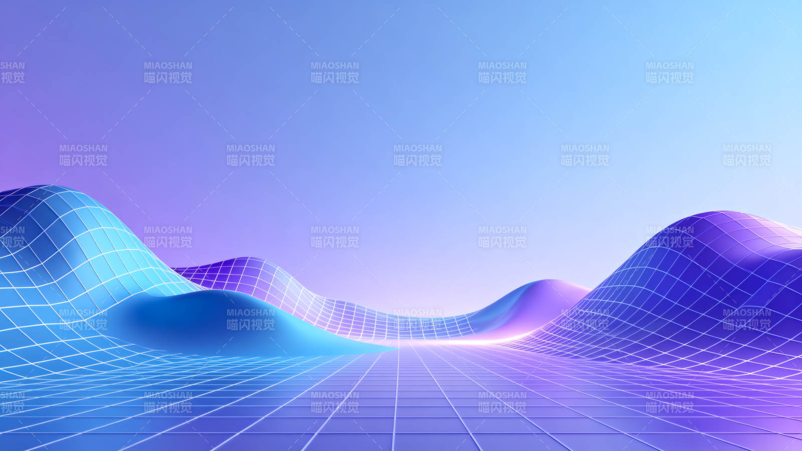 赛博朋克风格网格山丘图片