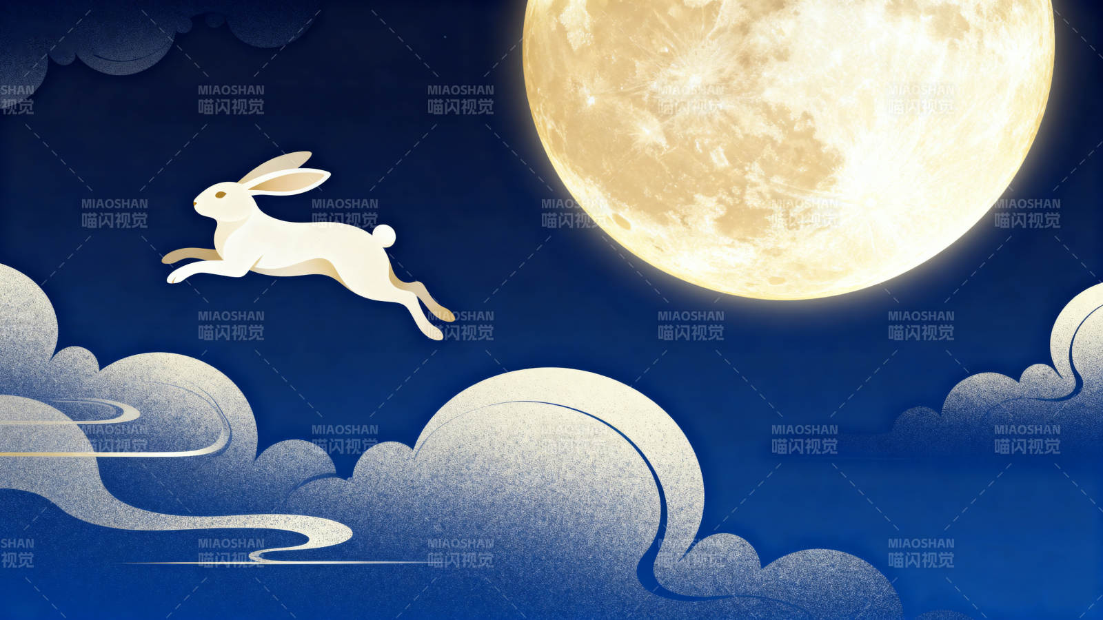 玉兔奔月中秋月圆图片