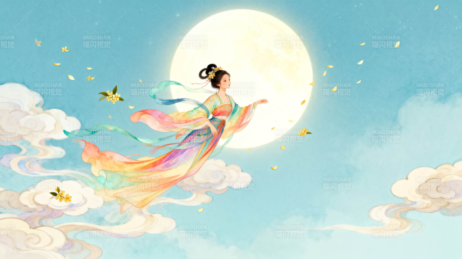 嫦娥奔月中秋传说图片