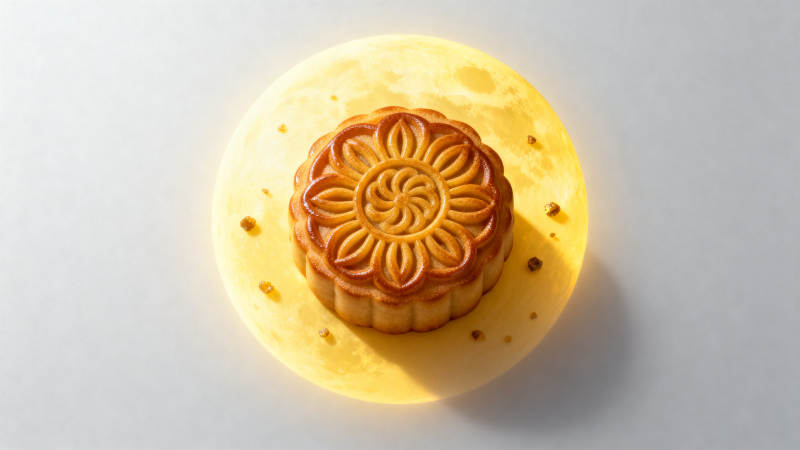 中秋月饼与满月图片