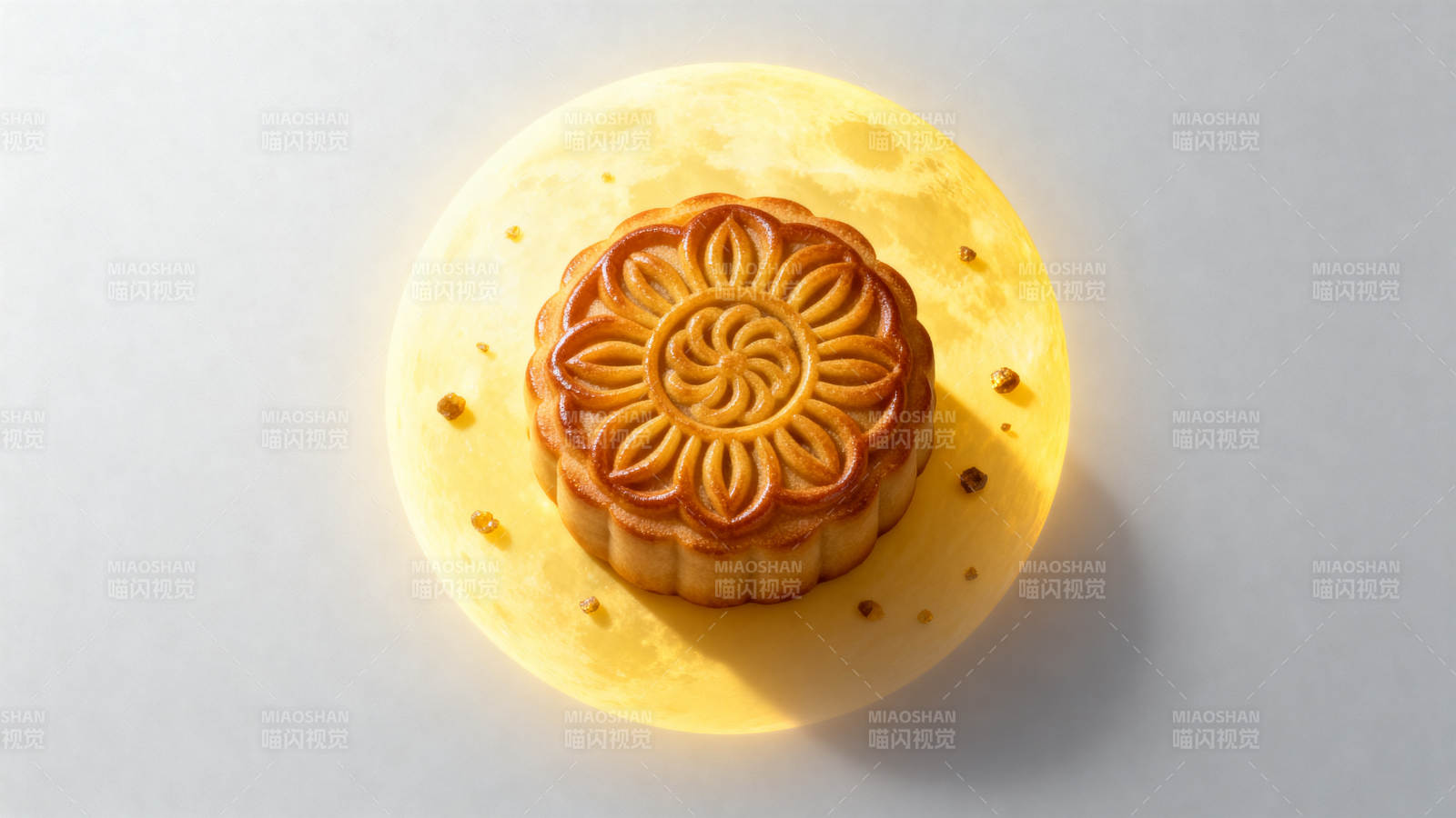 中秋月饼与满月图片