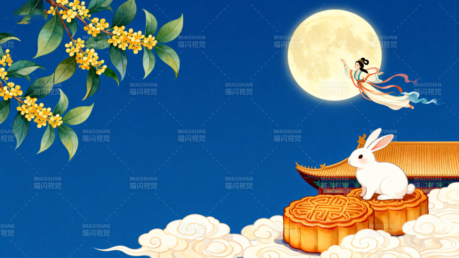 中秋月圆玉兔嫦娥图片