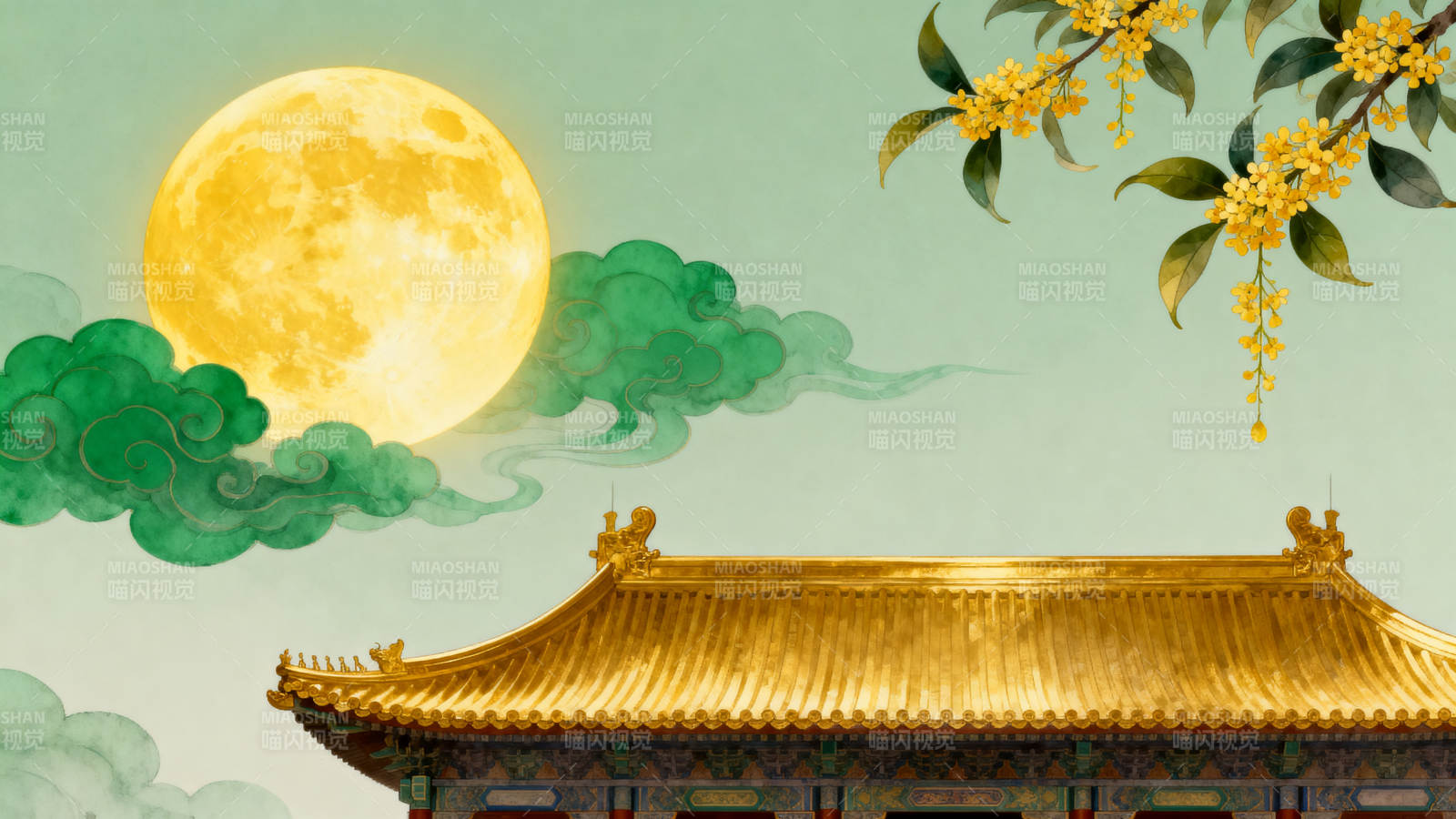 中秋满月桂花宫阙图片