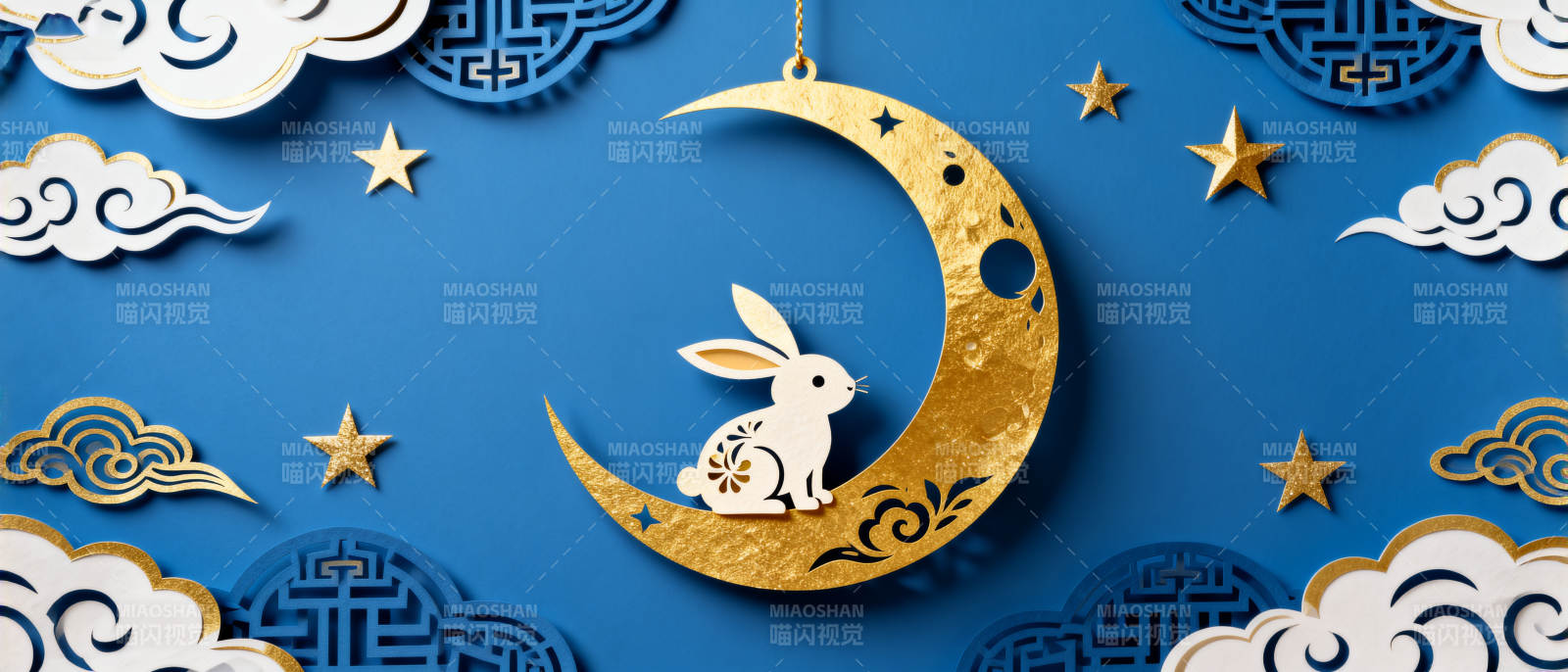 中秋玉兔金月祝福图片