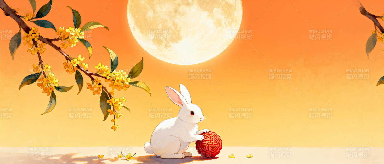 中秋玉兔与月饼图片