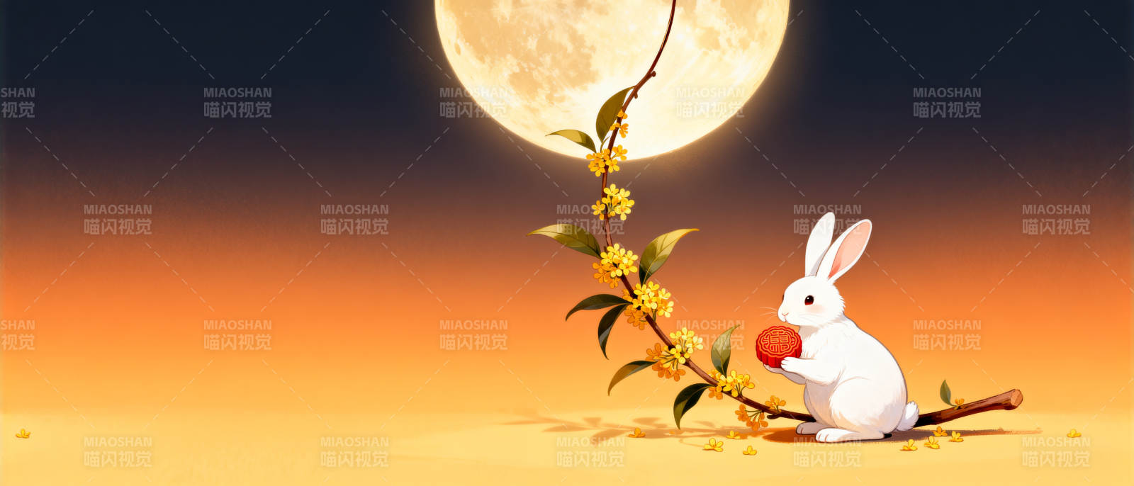 中秋月兔与桂花图片