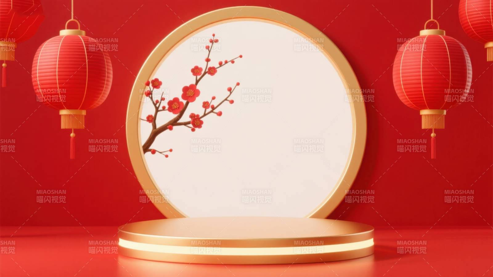 红色背景新年灯笼舞台图片