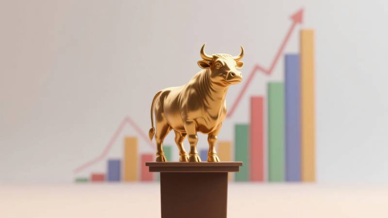 金色公牛与上升图表图片