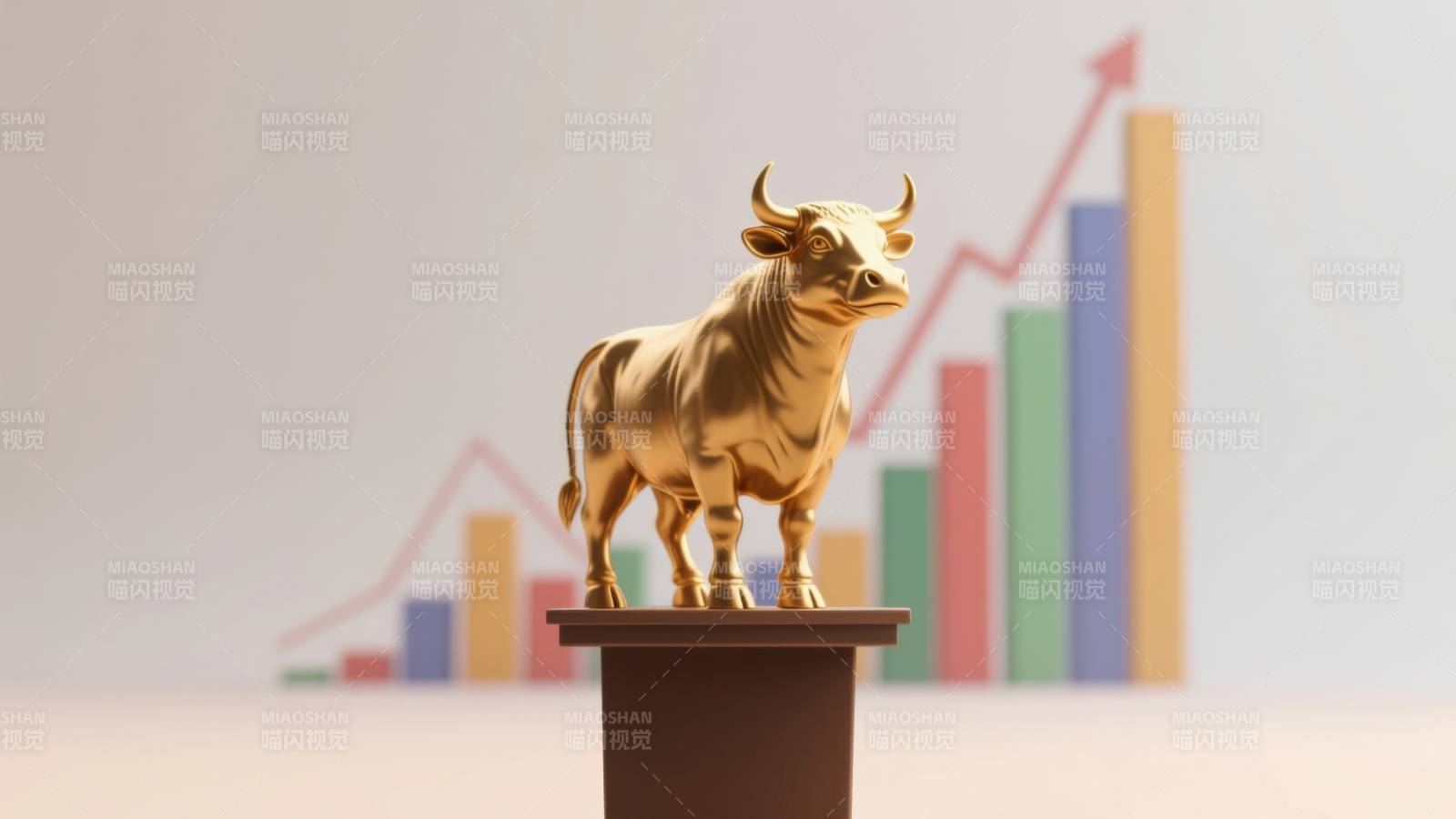 金色公牛与上升图表图片
