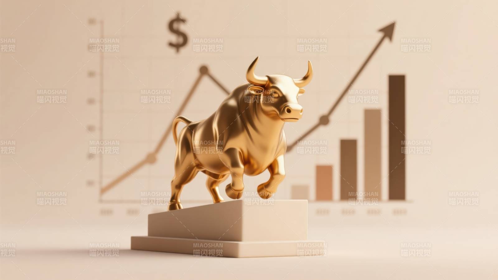 金色公牛股市上涨图片