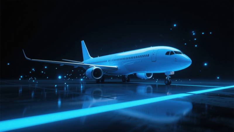 蓝色科技飞机渲染图图片