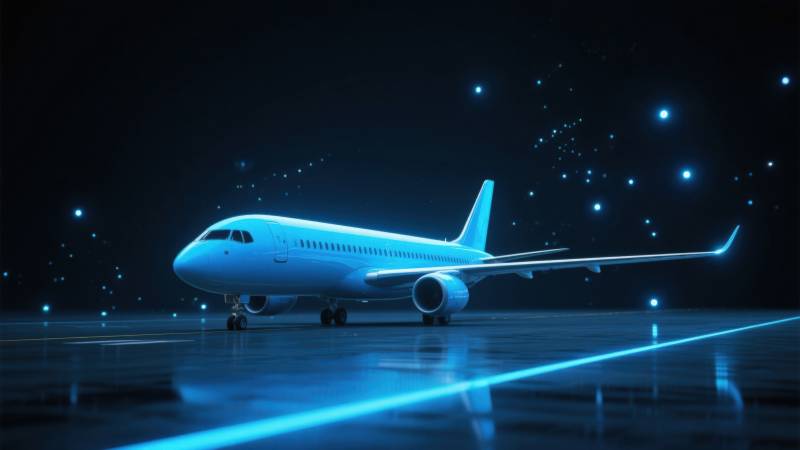 蓝色飞机科技感十足图片