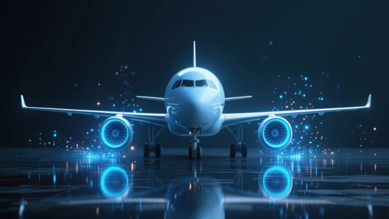 科技感飞机引擎发光图片