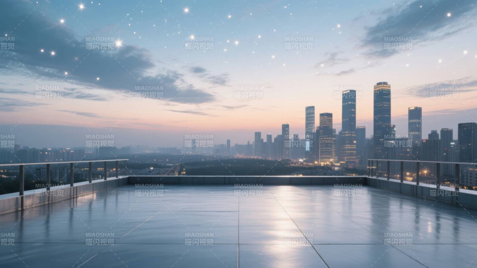 城市天际线星空夜景图片