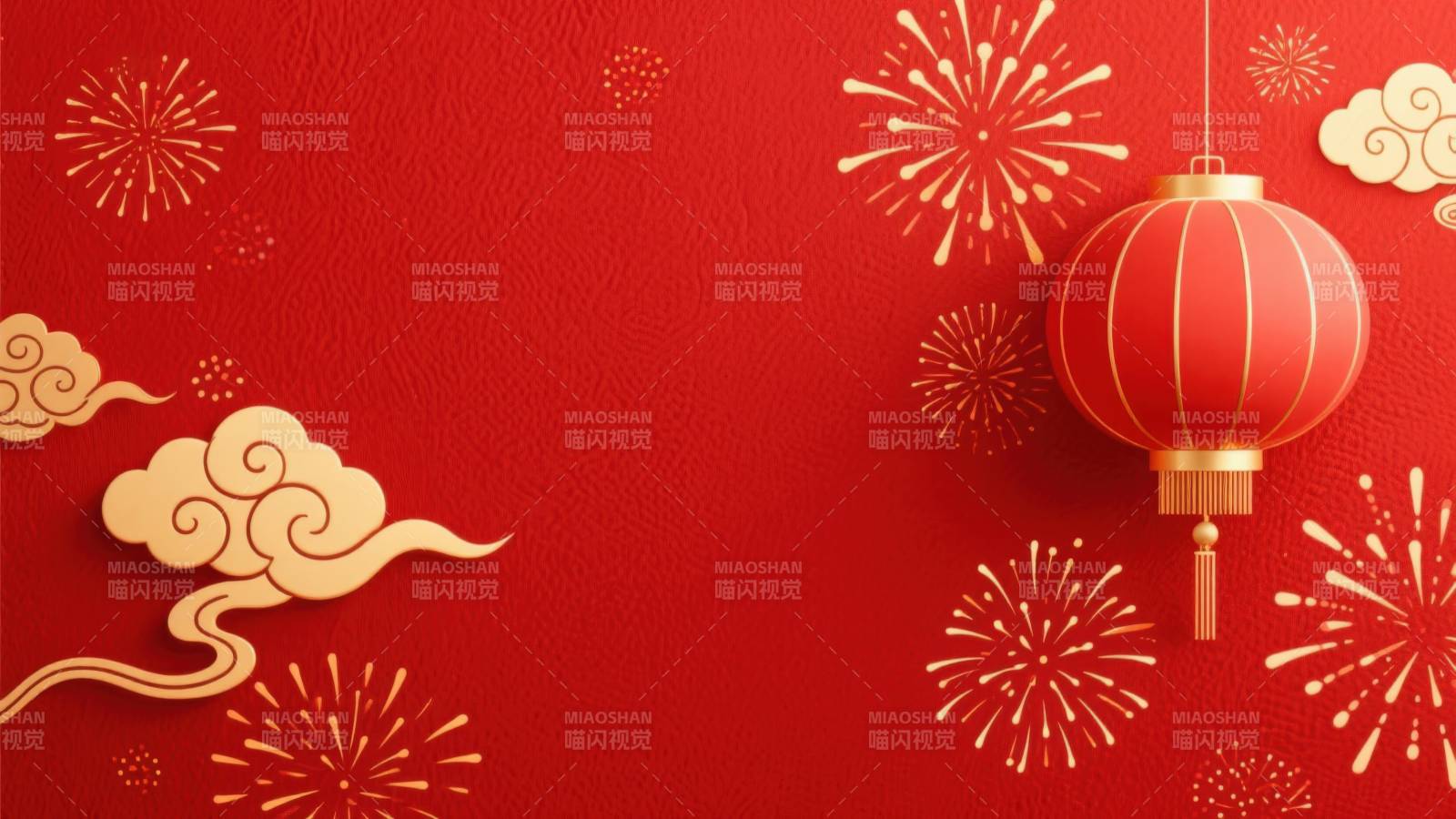 新年红色背景与灯笼图片