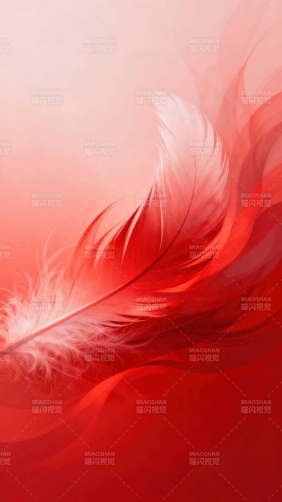 红色羽毛渐变背景图片