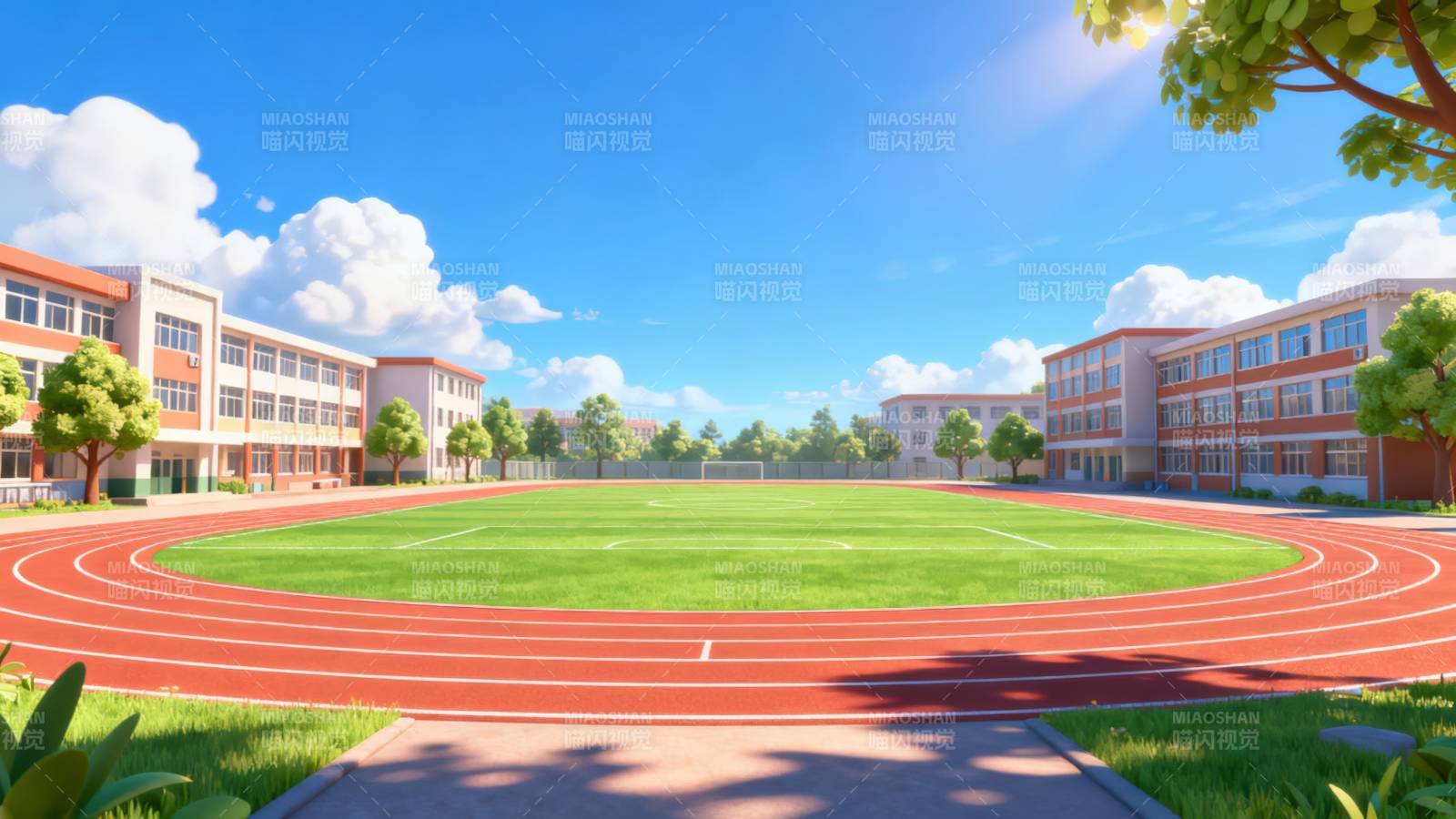校园操场阳光下的运动场图片