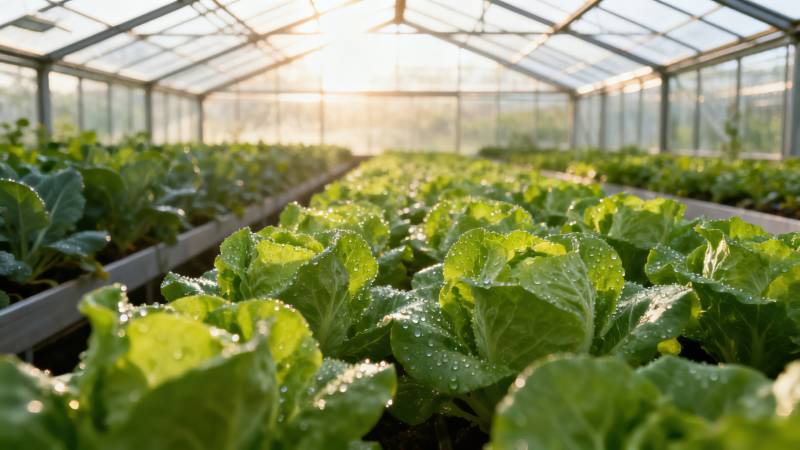 温室大棚内新鲜生菜种植图片