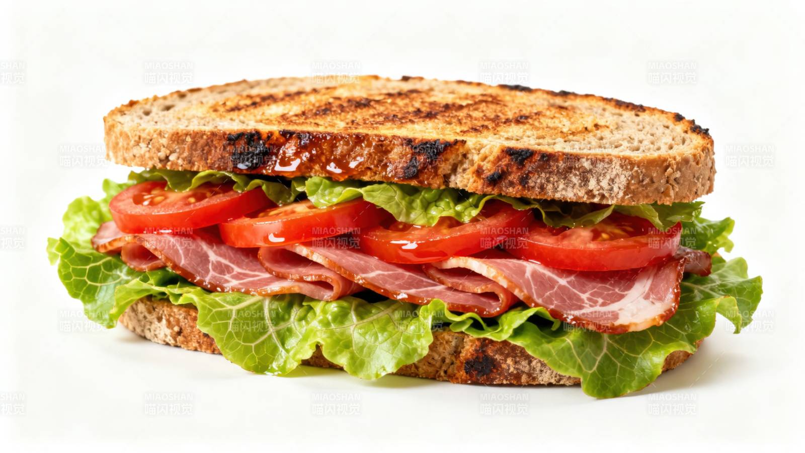 美味培根生菜番茄三明治图片