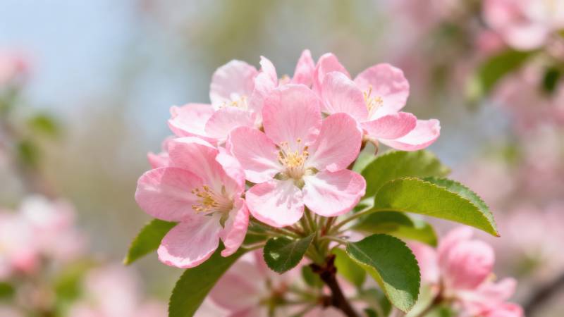 粉色花朵绽放春日枝头图片