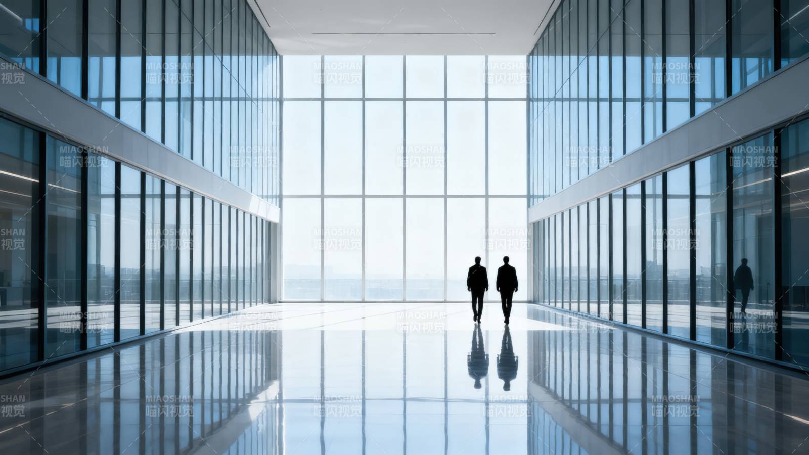 现代建筑室内人物剪影图片