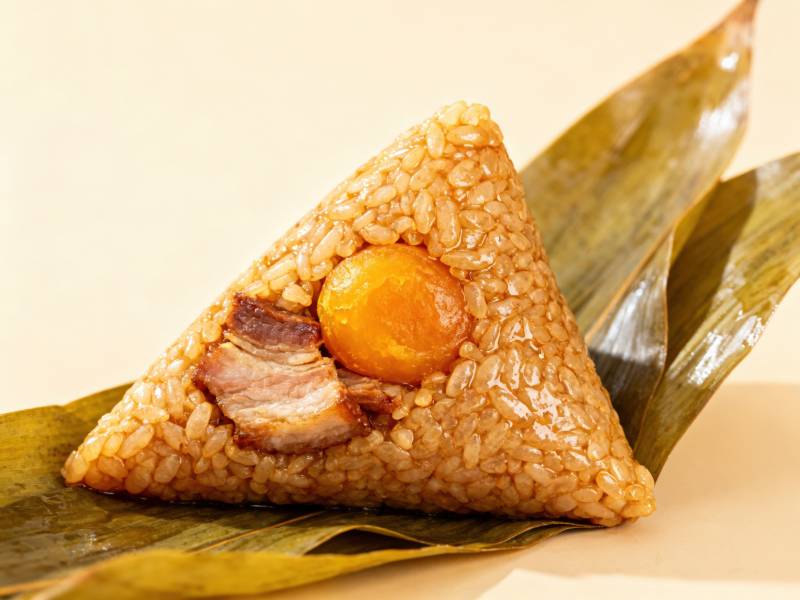咸蛋黄肉粽特写图片