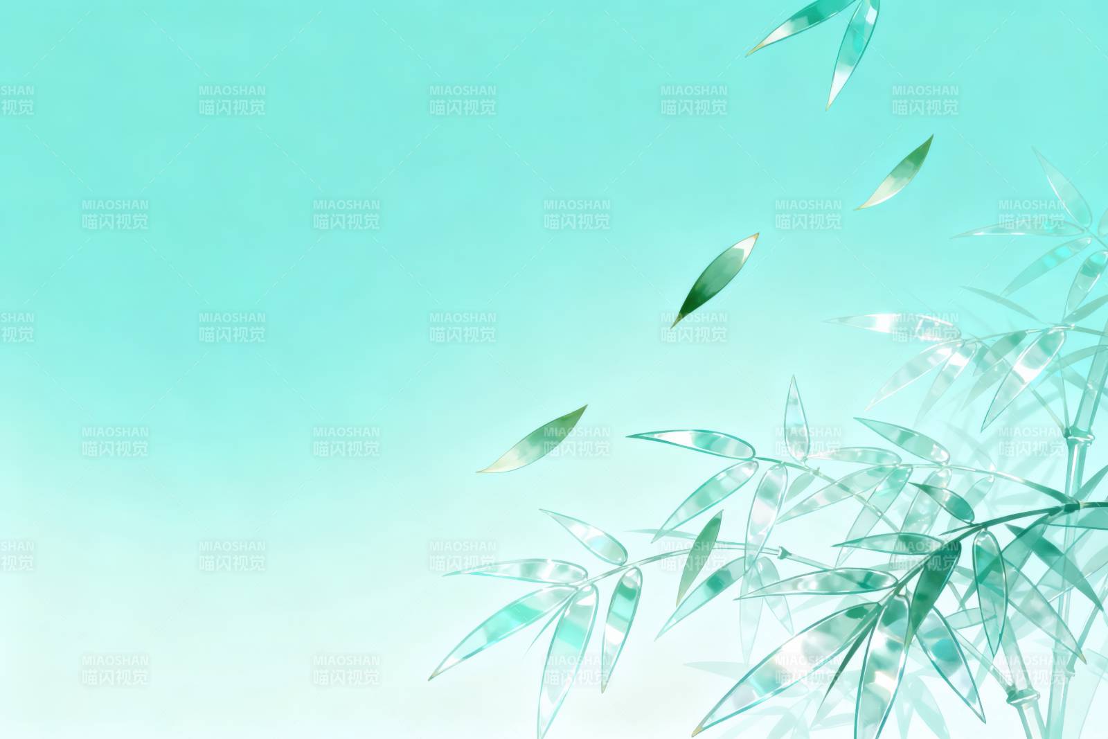 清新竹叶飘落背景图片