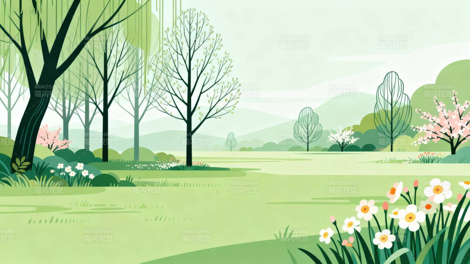 春日公园花开满地图片