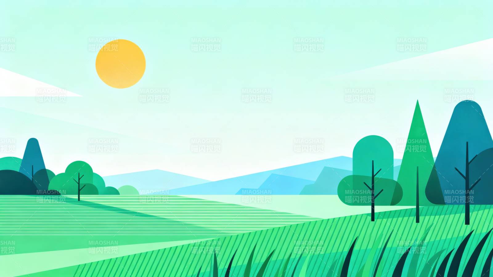 清新田野阳光风景图片