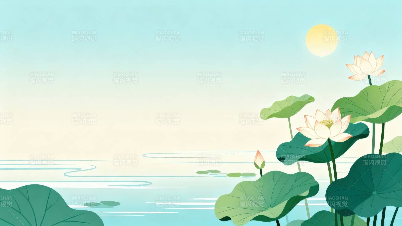 夏日荷塘静谧美景图片