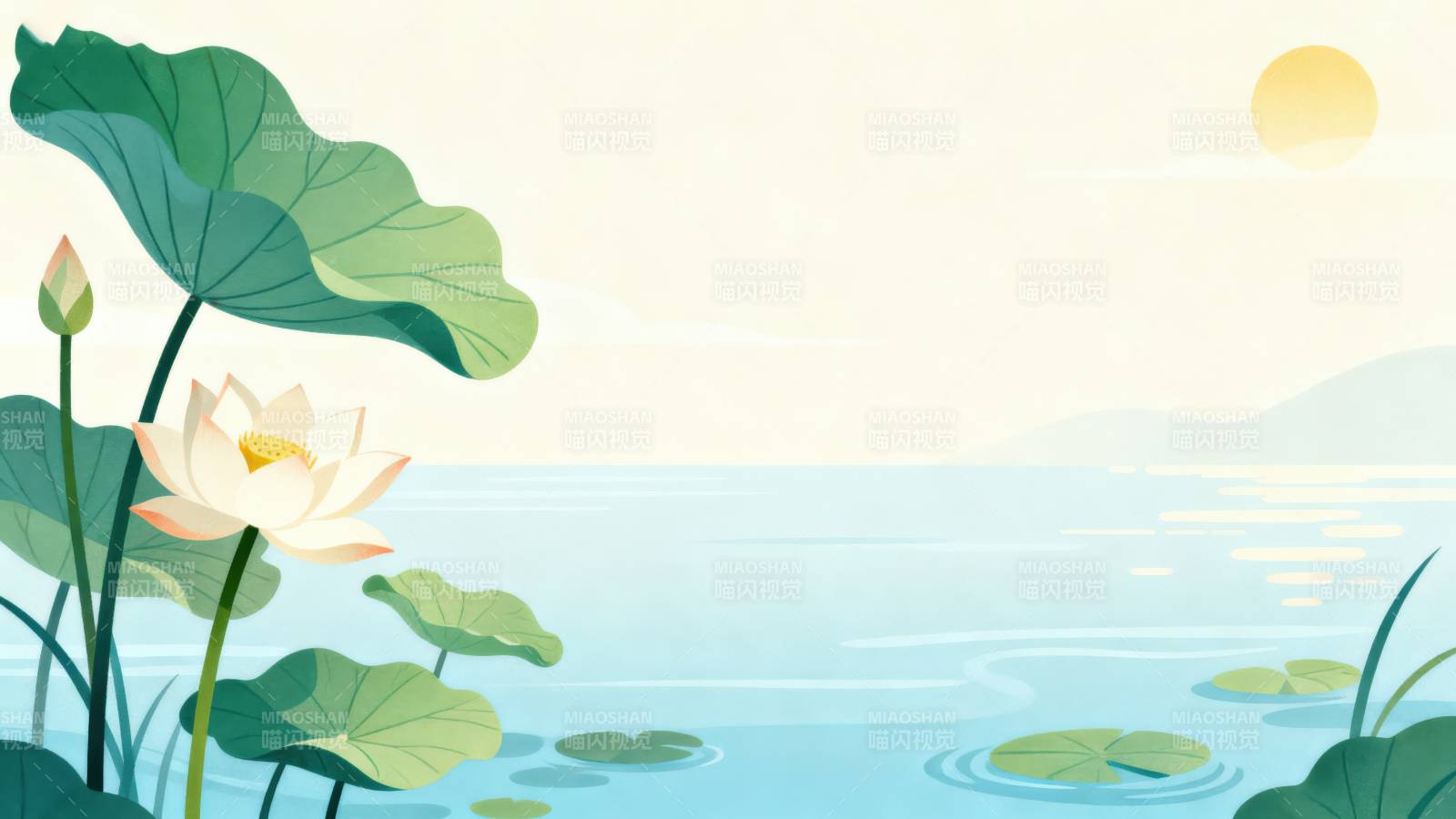 夏日荷塘静谧风光图片