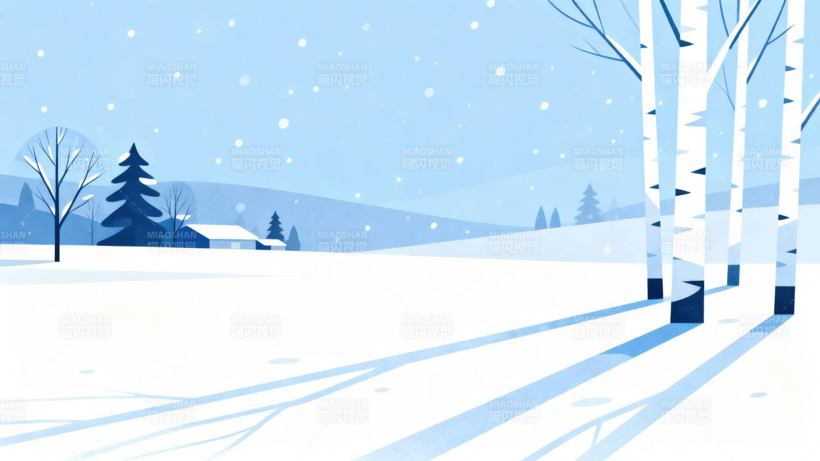 冬日雪景宁静乡村图片