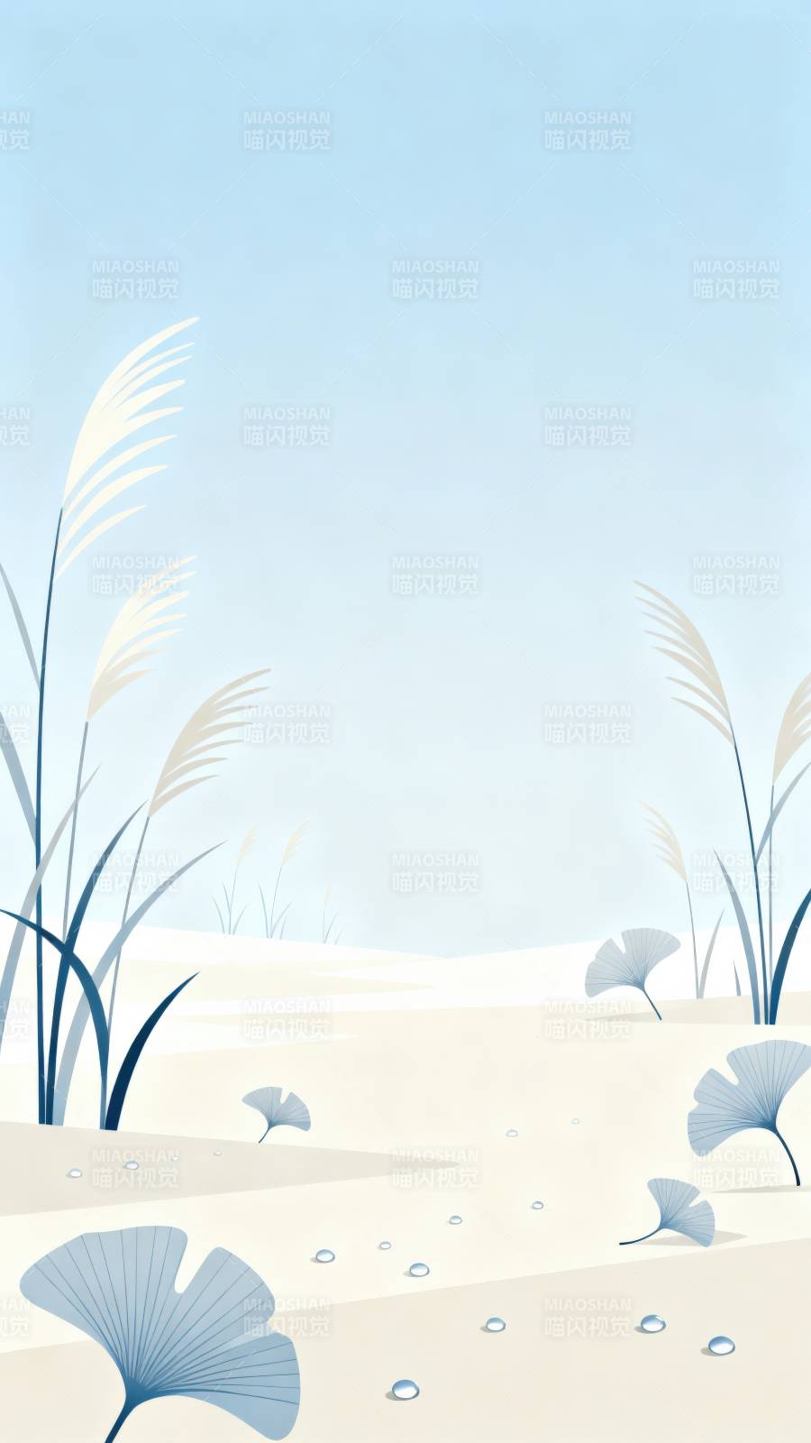 银杏落叶与芦苇的宁静图片