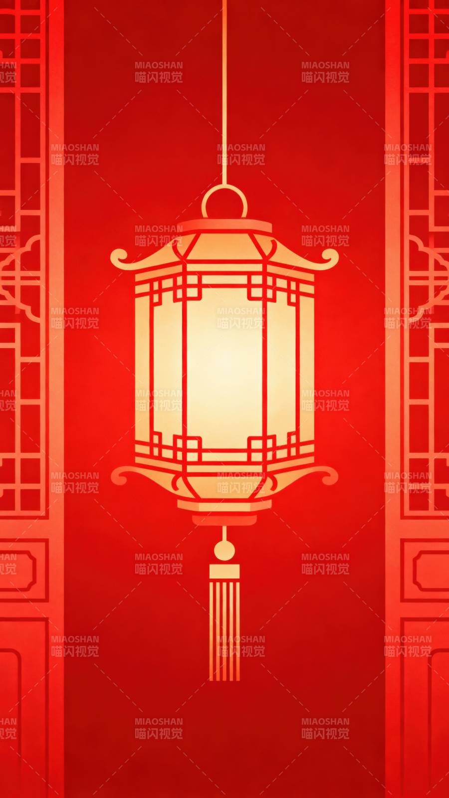 红色背景中式灯笼图片